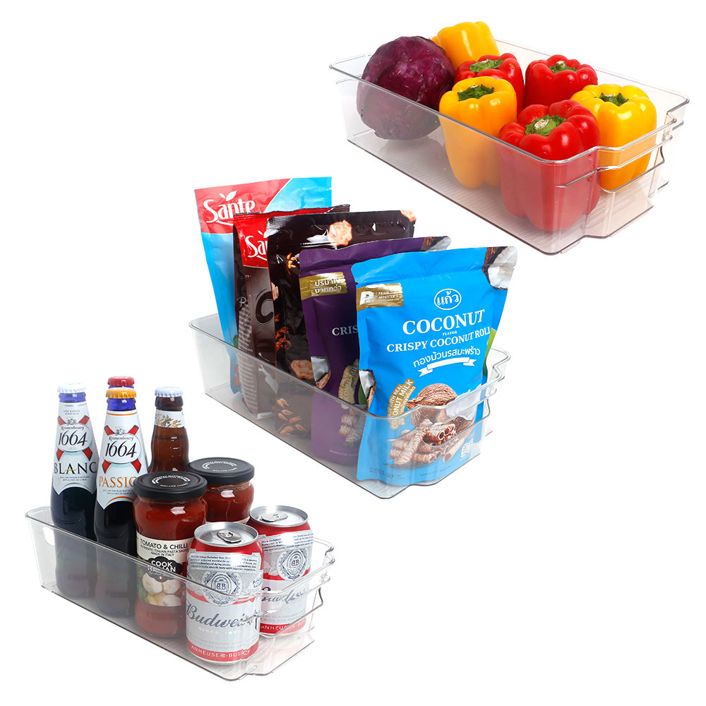 Plastic Refrigerator Organizer Bins Reusable Refrigerator Organizer Food Storage Containers for Refrigerator