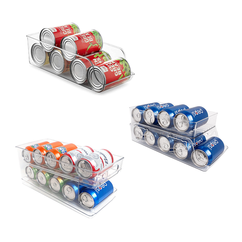Double-Layer Automatic Rolling Beverage Soda Can Rack Organizer for Fridge