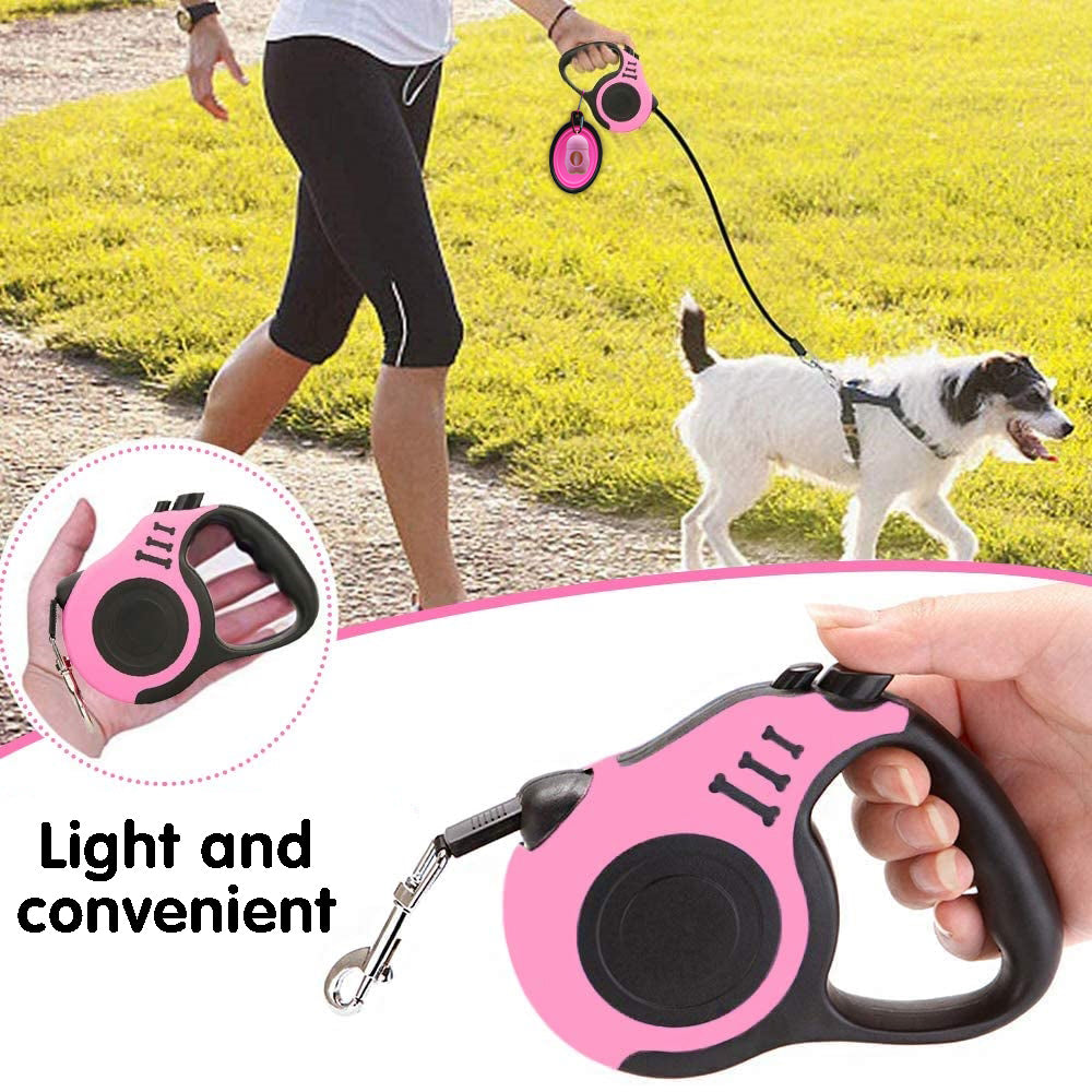 Retractable Dog Leash Pink