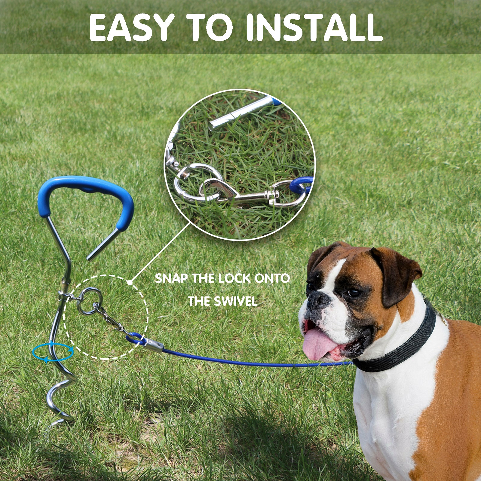 Dog Tie Out Cable And Stake