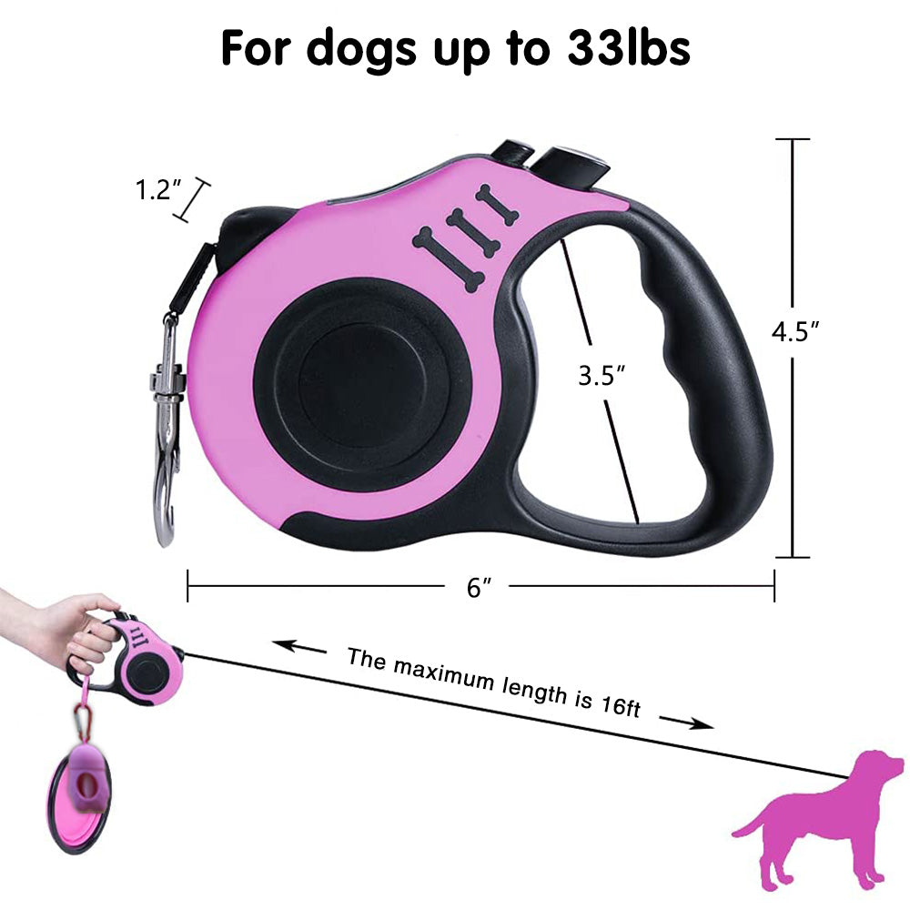 Retractable Dog Leash Pink