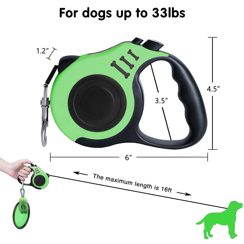 Retractable Dog Leash Green