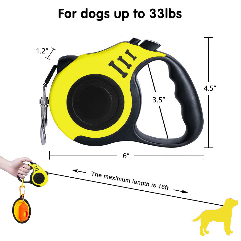 Retractable Dog Leash Yellow