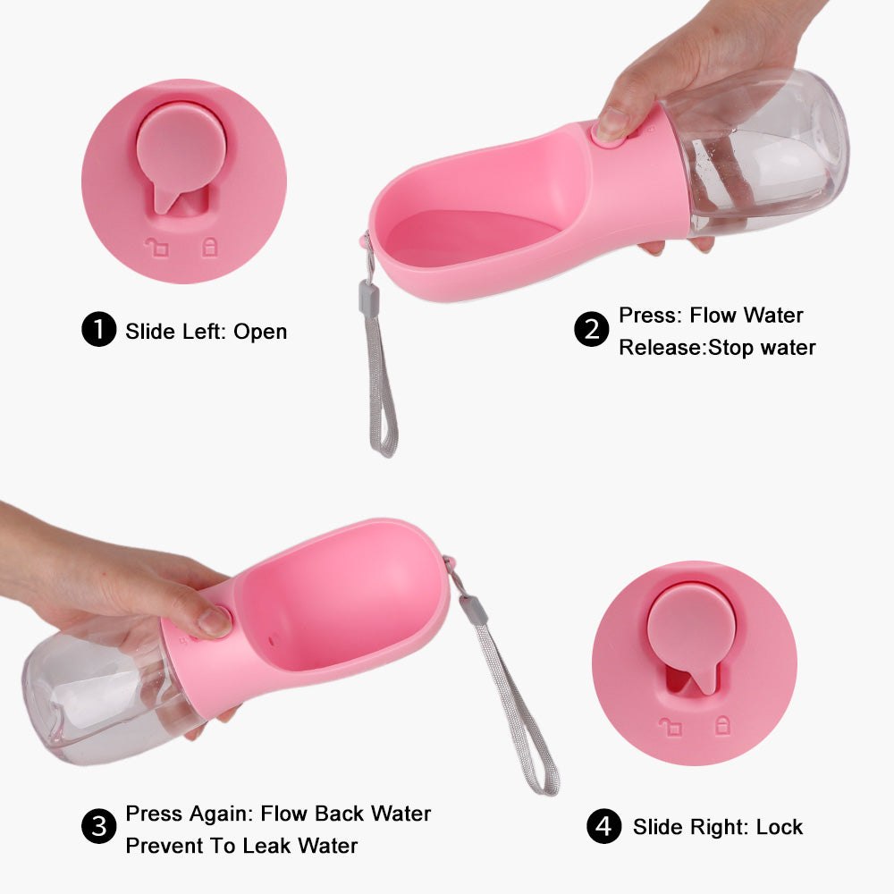 Portable Dog Water Bottle Pink