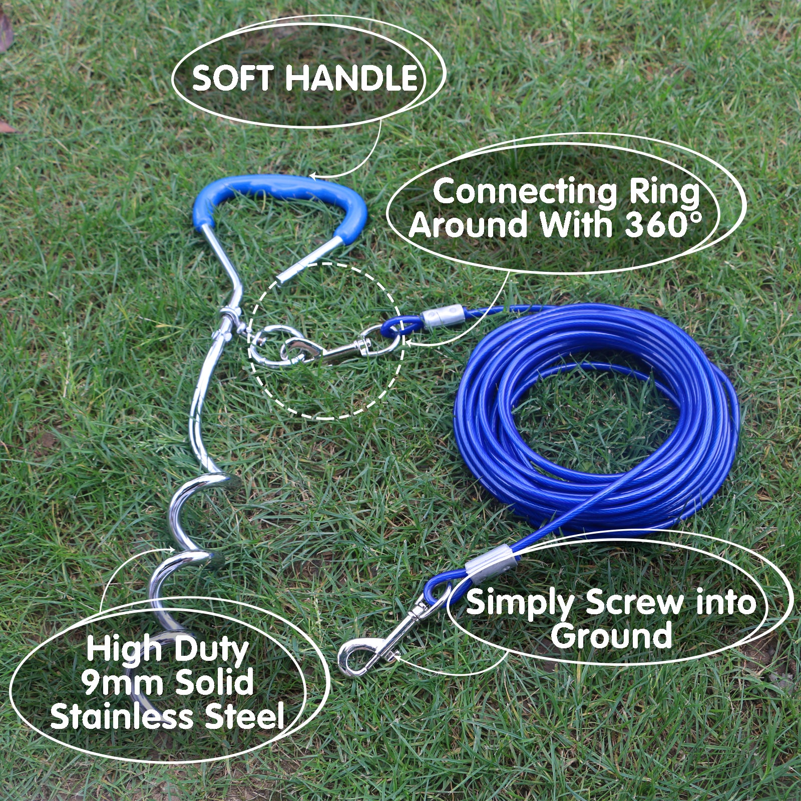 Dog Tie Out Cable And Stake